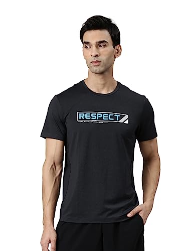 Image of XTEP Black Cooling Comfort & Elastic Training T-Shirt for Men- Polyamide+Polyester+Elastane Sports Elastic Performance Cool Tech Rapid Heat Conduction & Dissipation