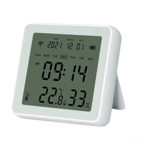 Marchfunny Sensor de temperatura y humedad con WiFi 2 4G y 3 0, pantalla LCD, monitoreo remoto a través de la aplicación e integración de control de voz para Alexa