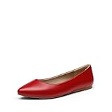 DREAM PAIRS Women's Dress Pointed Toe Flats Ballet Comfort Soft Slip On Casual Flat Shoes for Work Office Business,Size 8,Red-Pu