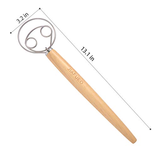 image for JIAFUEO Danish Dough Whisk, Hand Mixer Dough Hook, 13 Inches Premium S