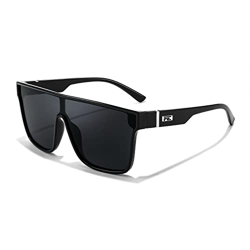 Image of FEISEDY Sunglasses for Women Men, Fashion Mirrored Single Lens Shades | 80s Rave Neon Oversized Sun Glasses, Driving Beach UV400 Sunnies B2996