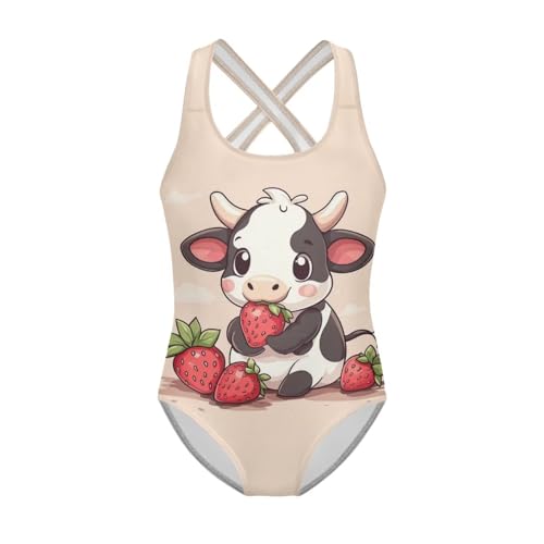 Image of Yzaoxia Girls' Swimwear One Piece Swimsuit for Kids Scoop Neck Bathing Suit Round Neck Swim Wear 5-14Y