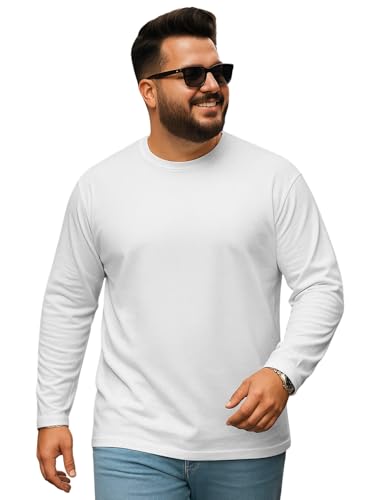 Image of Veirdo Pure Cotton Regular Fit Solid Core Plus Size Plus Size Full Sleeve T-Shirt for Men (Sizes: 2XL to 5XL)