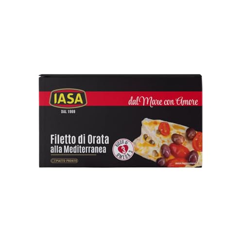 Iasa® | Filete Besugo Mediterráneo Sabor Típico Cocina Mediterráneo | Plato Realizado Dorado Tomate Aceitunas Alcaparras - 1 x 145 Gr Neto
