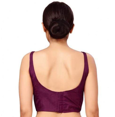 Image of Studio Shringaar Women's Polyester Sleeveless Satin Padded Saree Blouse