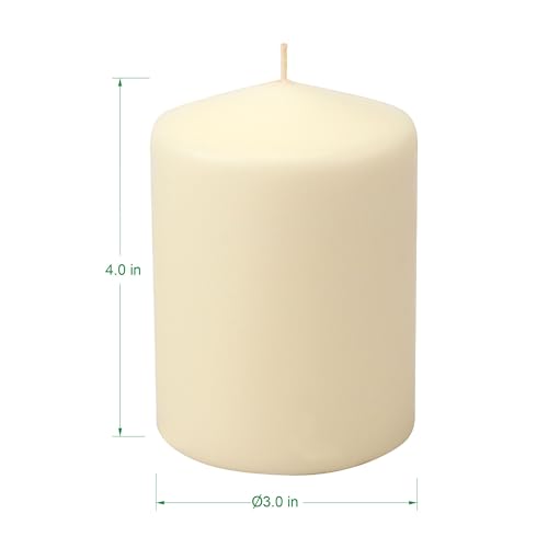 Image of Stonebriar Unscented Pillar Candles - 35 Hour Burn Time, Long-Lasting Wax Candles for Weddings, Holidays, Home Decor & Special Events, Pack of 3, Ivory, 3 inch x 4 inch