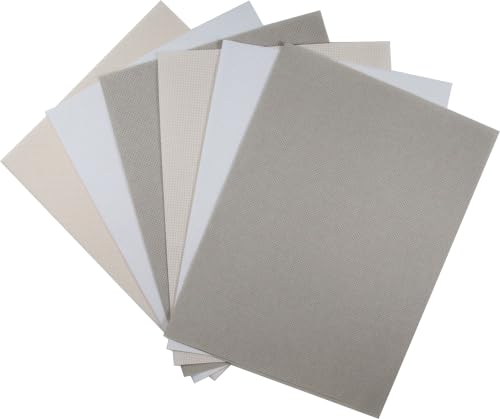 Image of KCS 4 /6 pc of 12 inch x 18 inch(30cmx45cm) 16 Count Cotton Aida Cloth Cross Stitch Fabric (6 pc,Pearl Grey+White+Ecru)