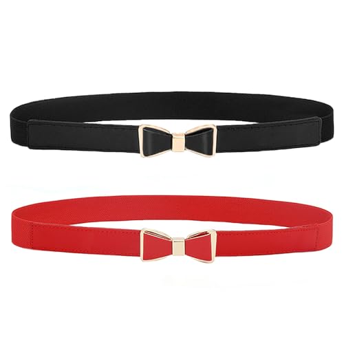Women's Stretchy Thin Bow Belt Elastic Skinny Waist Belts