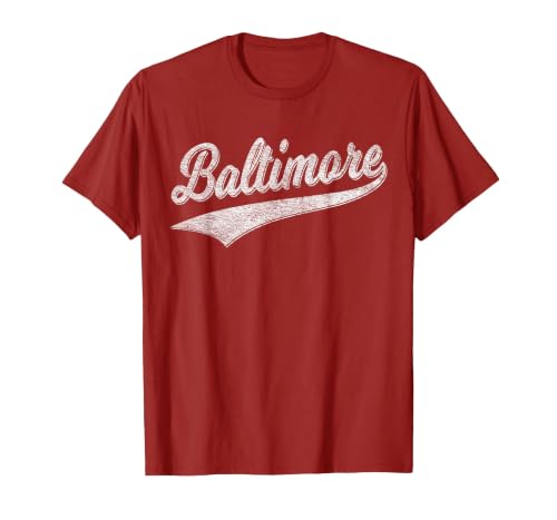 Baltimore Maryland Varsity Script Vintage Sports Jersey T-Shirt, Men, Cranberry Red, Medium