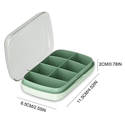 YATEICBC 1 stuk draagbare pillendoos, Pocket Daily Pill Case, Pill Organizer, Pill Reminder, Pillendoosje, Tabletten, Vitamines, (7 Grid Green) - Afbeelding 3