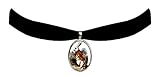 Victorian Vault Alice in Wonderland Black Velvet Choker Steampunk Gothic Pendant Necklace (White...