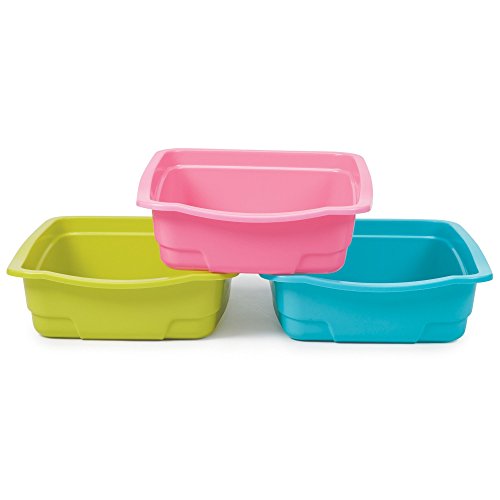 Image of Litter Pans - Brightly Colored Assorted Litter Pans for Cat Litter, 6-Packs