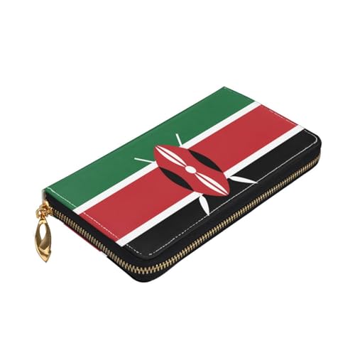 Flag of Kenya Long leather wallet - with zipper - portable and waterproof, suitable for office, study and daily use3