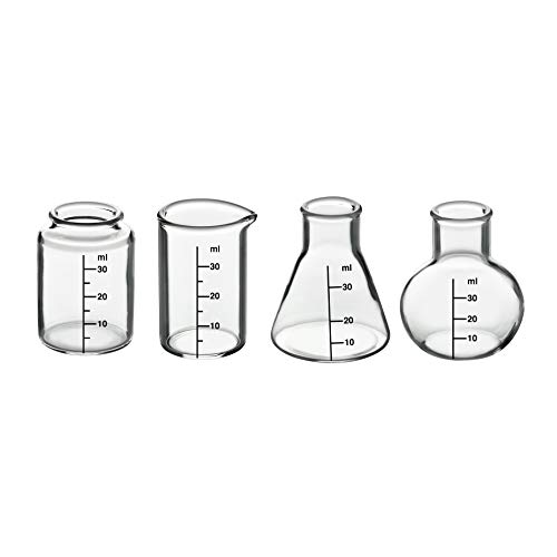 Chemistry Shot Glasses - Set of 4 Science Beaker Shots For The Nerd in Your Life - Work Overtime in the Home Laboratory - Chemistry Gifts Backed by Science