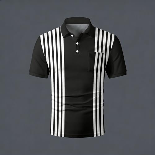 Polo à rayures verticales pour homme décontracté à manches courtes chic