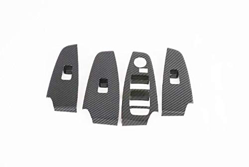 Momoap/Carbon Fiber Style Interior Window Switch Panel Cover Tirm for Kia Seltos 2020-2021
