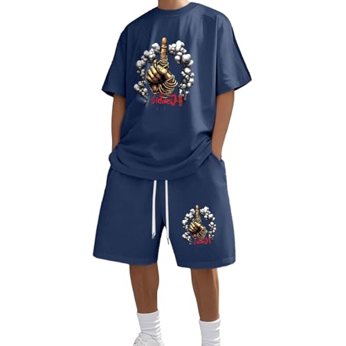 Ensemble décontracté homme short et t-shirt imprimé tailles L à 3XL