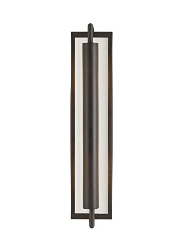 Image of Feiss WB1452ORB Mila Glass Wall Sconce Lighting, Bronze, 2-Light (5 inchW x 24 inchH) 80watts