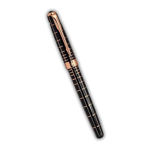 Image of Venti Gold Trim Roller Ball Pen| Black Body Color | Ink Color - Blue | Novel Gifts For Professionals | Premium Pens For Personal & Professional Use | Return Gift | (831A, Ball Point-Blue)