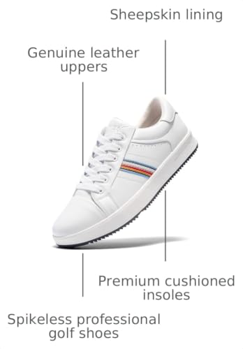 Image of UOFEIY Men's Golf Shoes Professional Spikeless Leather Sneakers Non Slip Low Top Lightweight Breathable Waterproof Golf Club Training