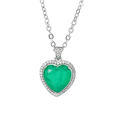 Collier émeraude en cœur de 12mm pour femmes, bijou de fiançailles élégant