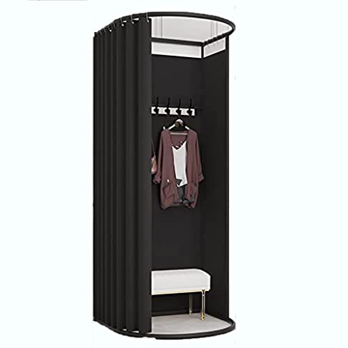 SIAMZYWV Mobile Fitting Room, Portable Dressing Room Frame with Curtain and Hook, Changing Room for Clothing Store, Boutiques, Office