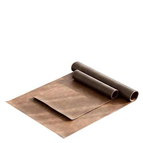 Chemin de table en cuir marron 80x33 cm lavable et dessous de plat thermorésistant