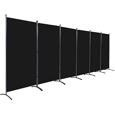 JVVMNJLK Indoor Room Divider, Portable Office Divider, Convenient Movable (6-Panel), Folding Partition Privacy Screen for Bedroom,Dining Room, Study,204" W x 19.7" D x 71.3" H, Black Cover