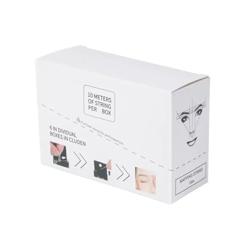 BOLUOYIN 6 Pack Pre-ink Brow Mapping String for Microblading Eyebrow Marker Thread Tattoo PMU Positioning Eyebrow Measuring Tool for Marking Symmetrical Eyebrows (White-6pcs/box)