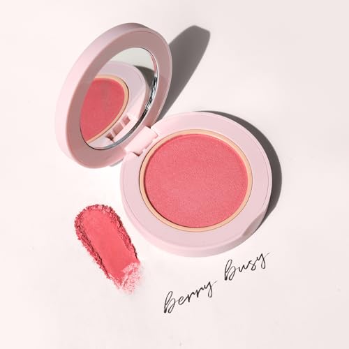 Image of Wander Beauty Hydrating Powder Blush - Lightweight, Berry Blush Makeup with a Blurring, Satin Finish - Buildable Formula with Hyaluronic Acid, Squalane & Aloe Leaf Extract - Berry Busy - 0.18 oz