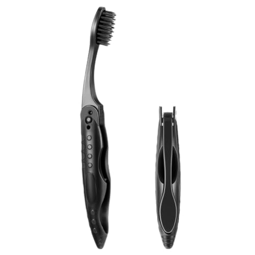 Spazzolini da denti pieghevoli neri, setole morbide
