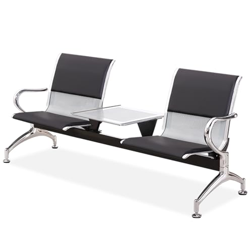 DFGHNBVC Hospital Waiting Room Chair,Black 2-Seat Waiting Room Bench With Coffee Table - Stylish Office Reception Chairs For Lobby, Airport, Hospital, Bank, Salon Conference Room Furnitur