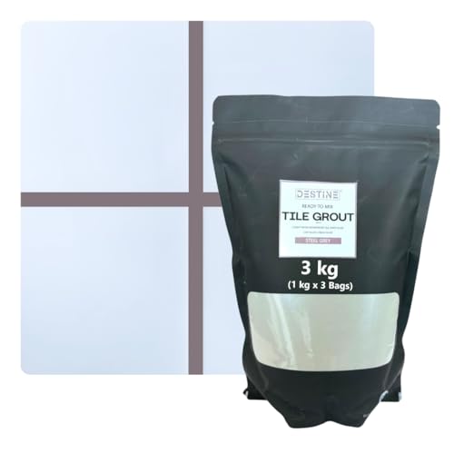 Image of DESTINE READY-TO-MIX inchTILE GROUT inch (16 COLOURS) (ALL PACKS: 100 Gm,250 Gm,400 Gm,800 Gm,1 Kg), Waterproof, Crack Filler, Cement Based Tile Gap Filler (3 Kg, Steel Grey)