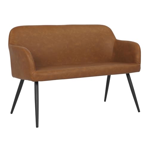 LumiSource Daniella High Back Bench, Faux Leather Upholstered Bench, Bench for Entryway, Bed Bench for Bedroom, Dining Bench