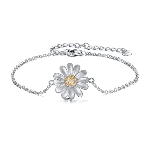 Poplyke Daisy Anklet For Women Sterling Silver Daisy Flower Adjustable Chain Foot Anklet Gifts For Girls (Daisy Anklet) #TOP29