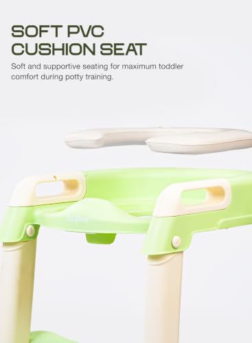 Image of Baybee Western Potty Seat for Kids | Baby Toilet Seat Chair with Ladder, Adjustable Step Height & Cushion Seat | Portable Potty Training Seat for 1-8 Years Child Boys Girls (Green)
