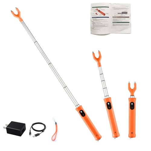 BODISEINT Rechargeable Cattle Prod with LED Light 38 Inch Waterproof Electric Livestock Prod for Cows Pigs Goats Dogs Retractable Shaft Lightweight Woman Self Defense Tool