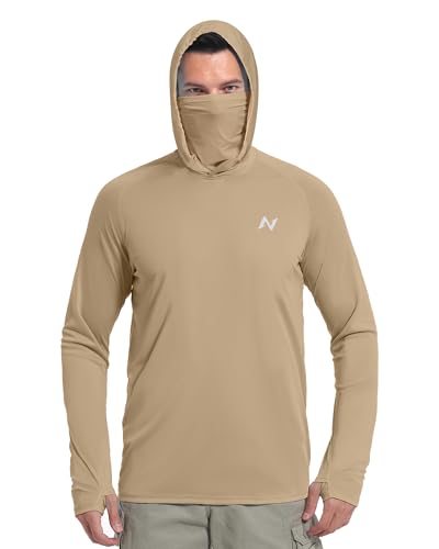 Image of isnowood Sun Shirt UPF 50+ Men's Fishing Long Sleeve UV Protection Hoodie Hiking Rash Guard Swimming Running
