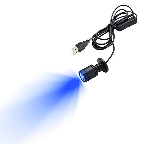KAYYELAMP 1-Light 1W Mini LED Blue Light Spotlight 360° Rotatable Dimmable Breathable Lighting Black Shell with 6.5 Ft USB Dimmable Cable for Accent Lighting Cartoon Showcase Cabinet Lego Model