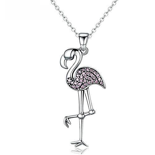 Colliers oiseau argent sterling 925 femme : bijoux luxe pendentif rose clair tendance