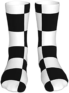 883 Compression Socks Black White Race Checkered Flag Pattern Sports Socks Soft Calf Socks Non Slip Athletic Socks For Jogging Walking Hiking 40cm