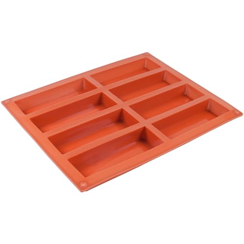 Melearch Chocolate Bar Moulds, 8 Cavity Silicone Cereal Bars Mould for Baking, Silicone Butter Mould, Bread Brownie Cheesecake Tray