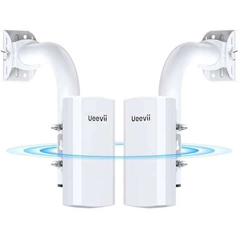 Wireless Bridge,2.4G Point to Point Outdoor WiFi Bridge with 3281ft Working Distance,24V POE Power Supply, IP65 Waterproof Internet Bridge,2-Pack Cover