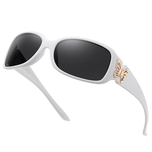 Image of HAOLOTA Women's Polarized Sunglasses - Fashionable Wraparound Butterfly Design with UV400 Protection