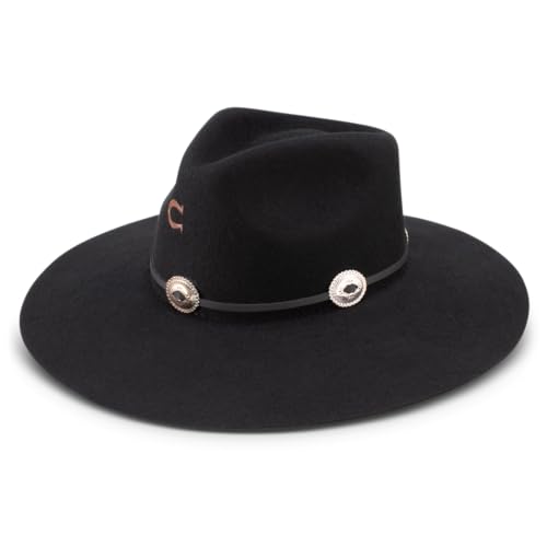 Charlie 1 Horse Traveler Black 3 3/4in Brim Concho Band Fashion Hat Black L