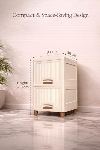 Image of Modular Storage Organizer | Stackable Wardrobe Cabinet for Clothes, Kitchen & Home | Space Saving Foldable Storage Box | Heavy Duty Plastic Organizer Rack (2 Piece)