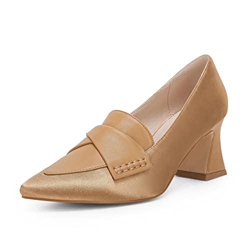 Image of Women's Chunky Block Low Heels Pumps Stitching Retro Work Office Dress Shoes