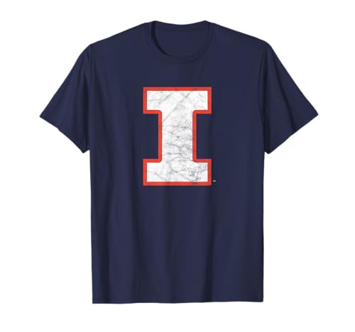 Campus Lab University of Illinois Fighting Illini Distressed Primary T-Shirt - Blue, Adult, Unisex, Short Sleeve, T-Shirt, Small