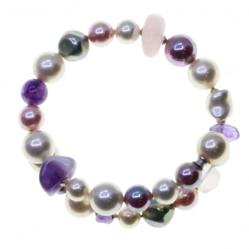 Pulsera de perlas y piedras finas MARY G diseño exclusivo unisex con cuentas de 10mm