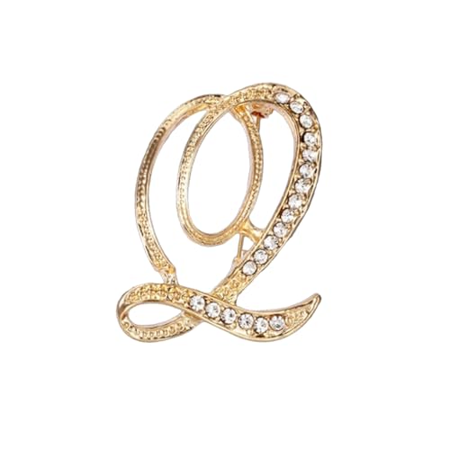 Image of Rhinestone Initial Brooch Pin for Women, Alphabet Gold Letter Brooch A-Z with Crystal, Metal Pin for Hat Bag Dress Suit Accessory for Men